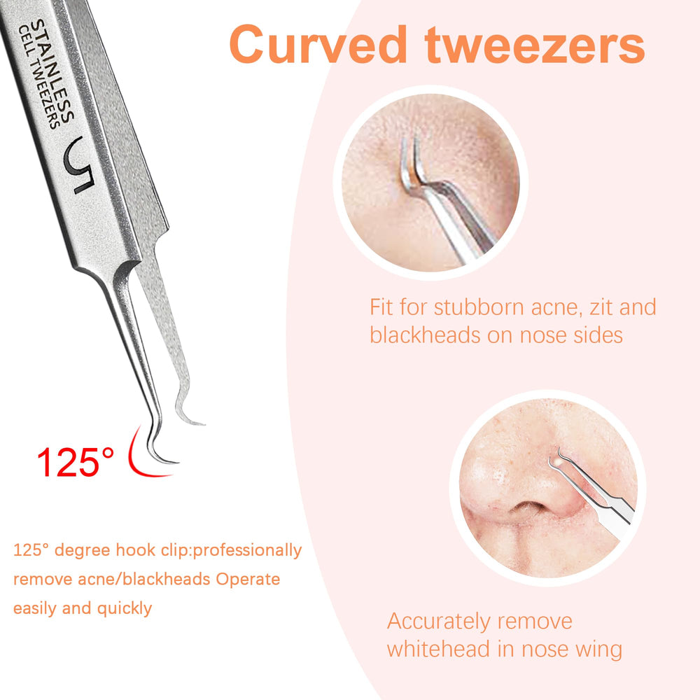WSYUB blackhead extractor hook tweezers for stubborn nose blemishes with secure grip
