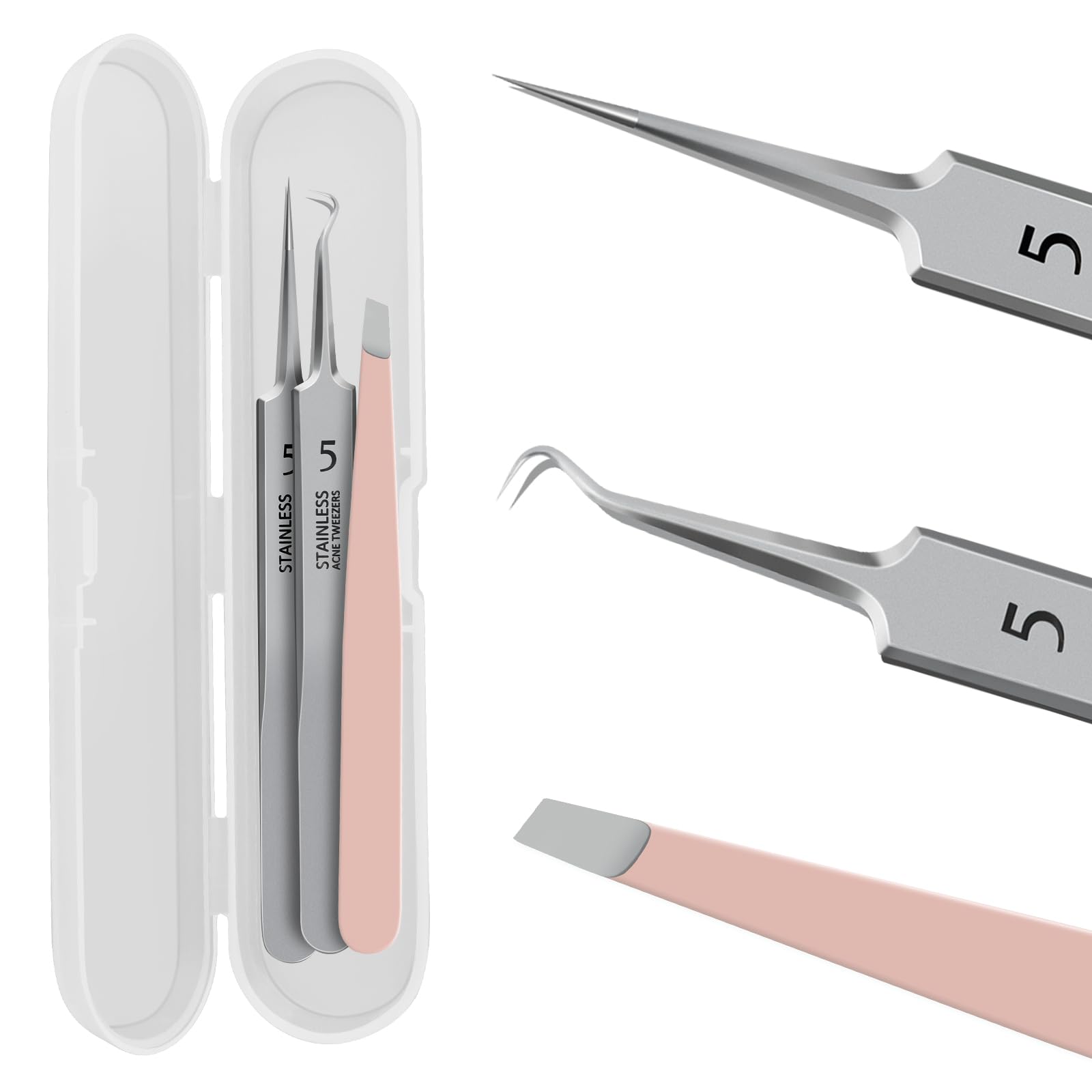 WSYUB blackhead remover tweezers with curved tip for hard-to-reach spots
