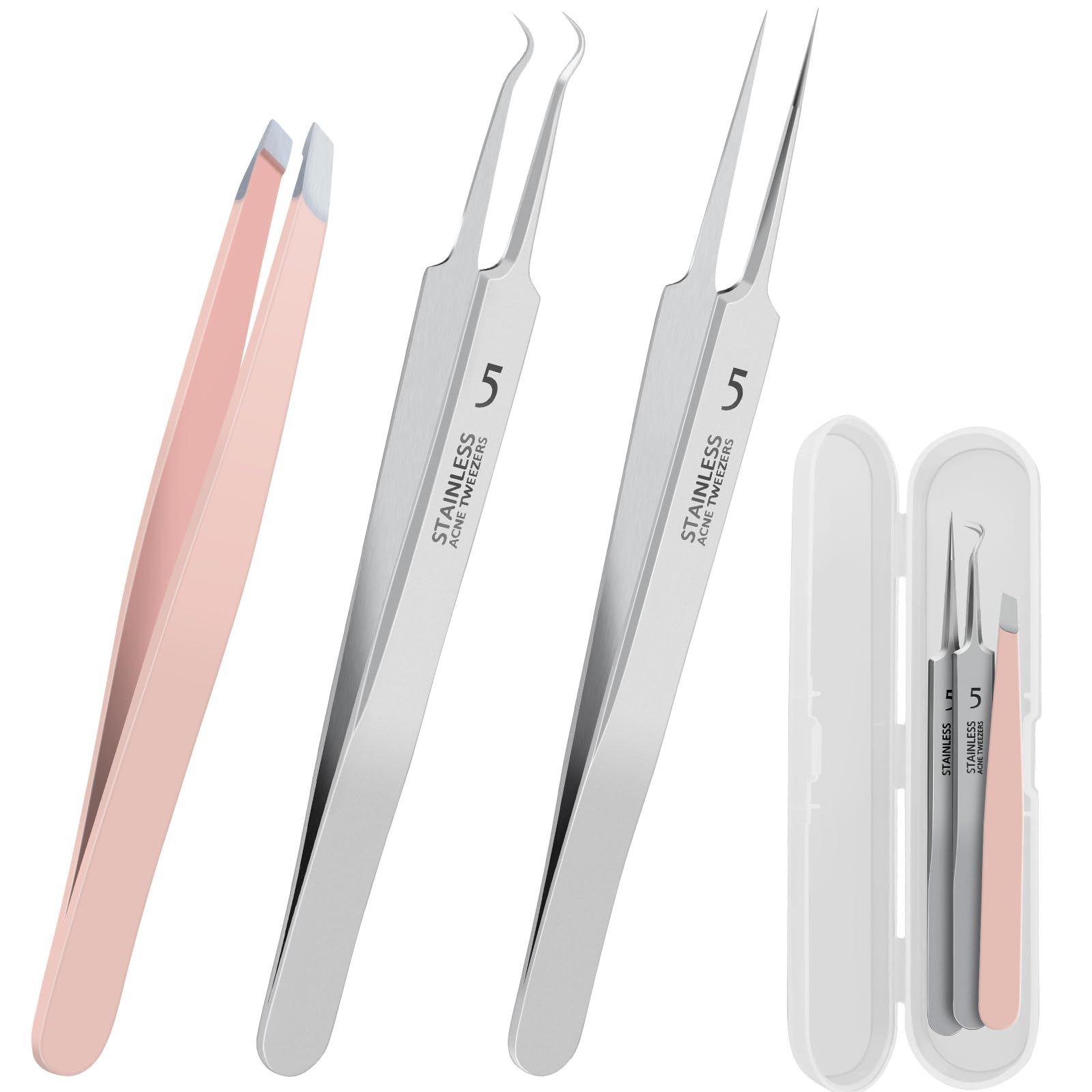 WSYUB blackhead remover tweezers with straight tip for precise blemish extraction