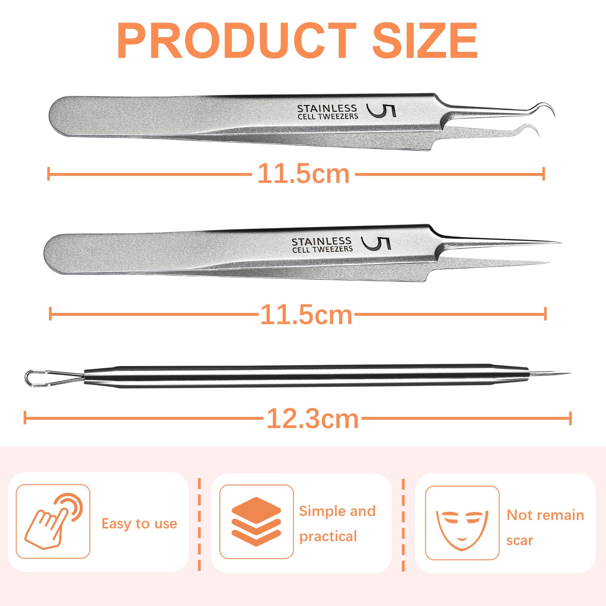 WSYUB needle tweezers milia remover for careful pore opening and blemish targeting.
