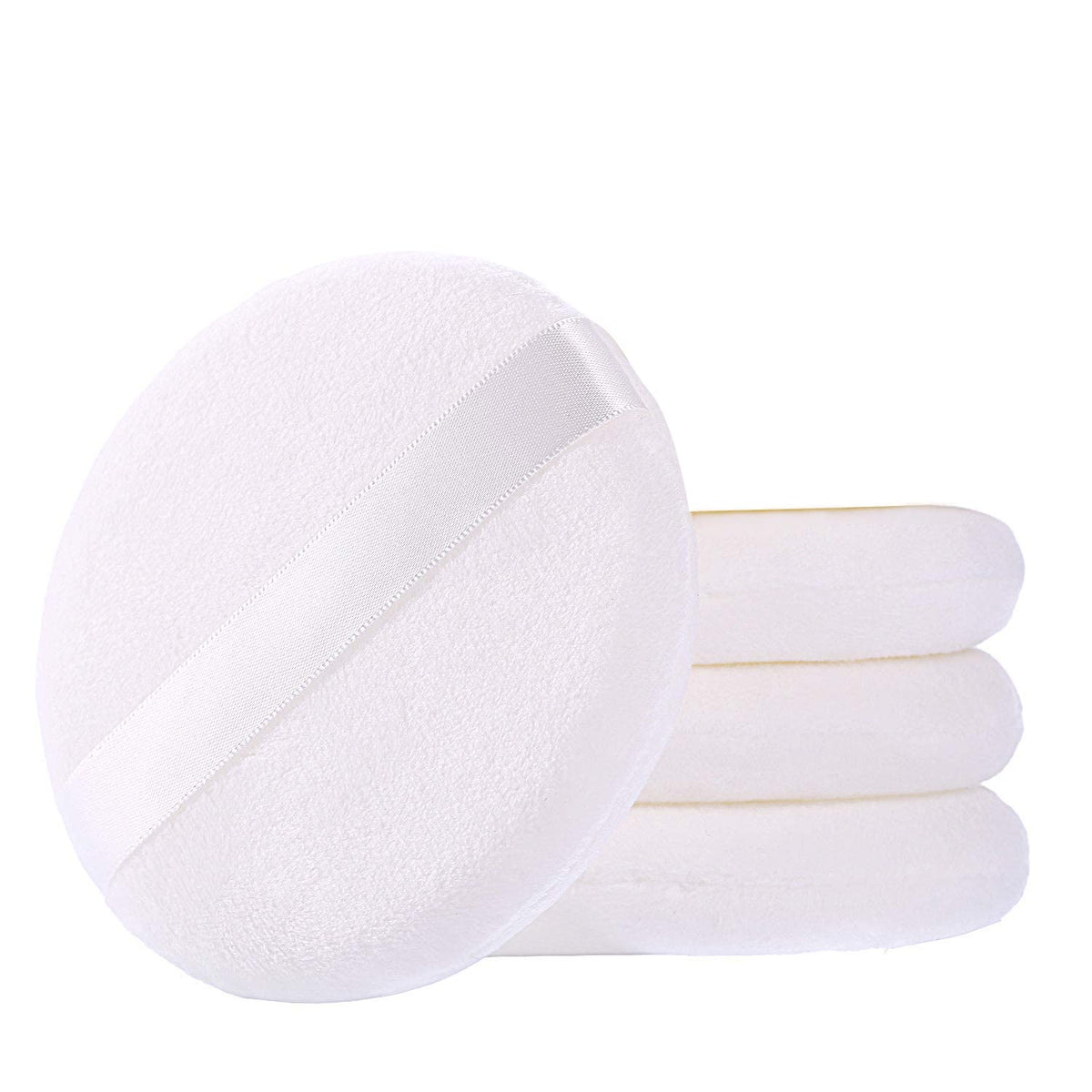 WSYUB powder puff round 4in white four-piece kit, ideal for body powder application.