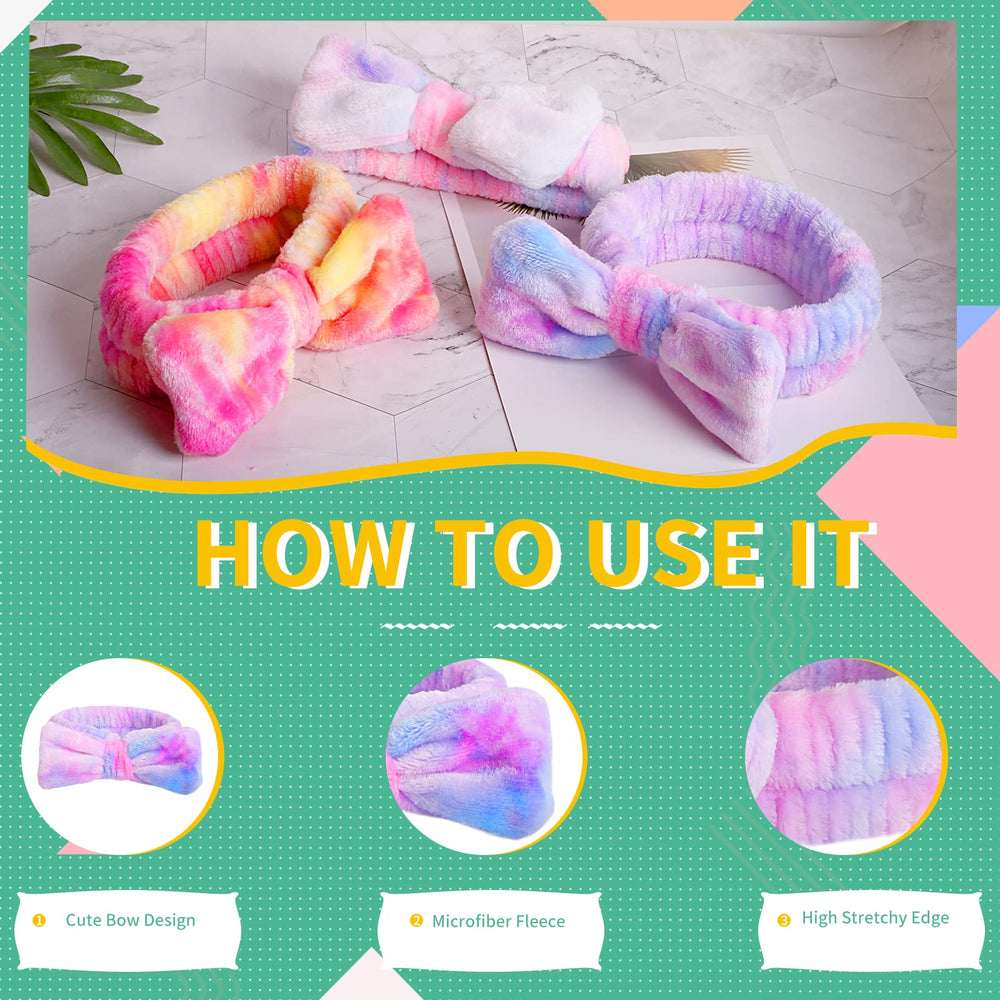 WSYUB Spa Headband with pink dye bow ideal for washing face.