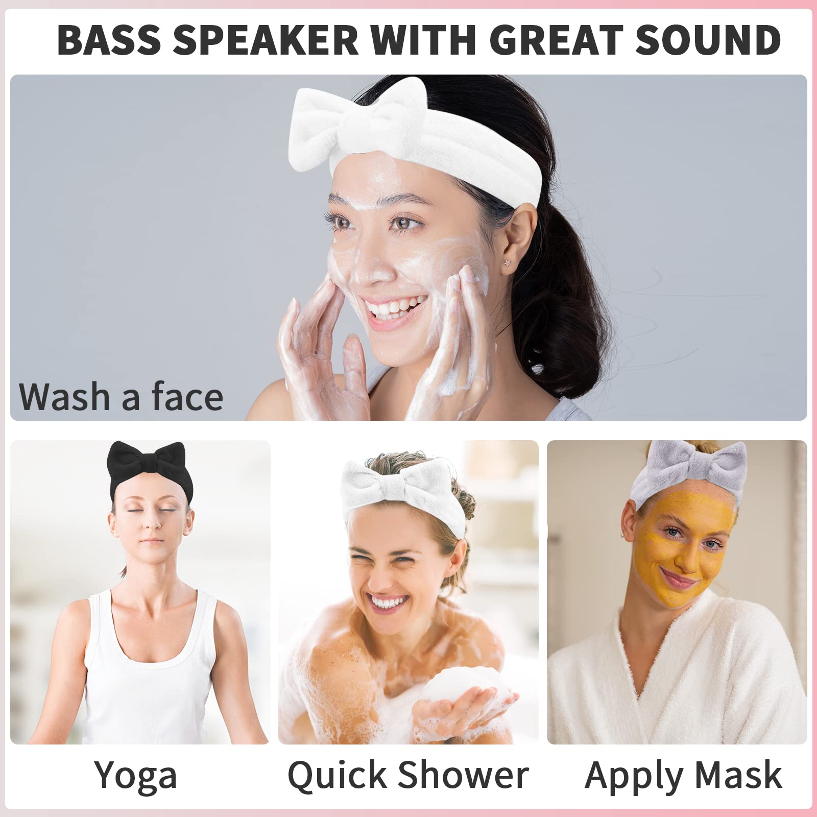 WSYUB Spa Headband removable bows allow mix and match styles.