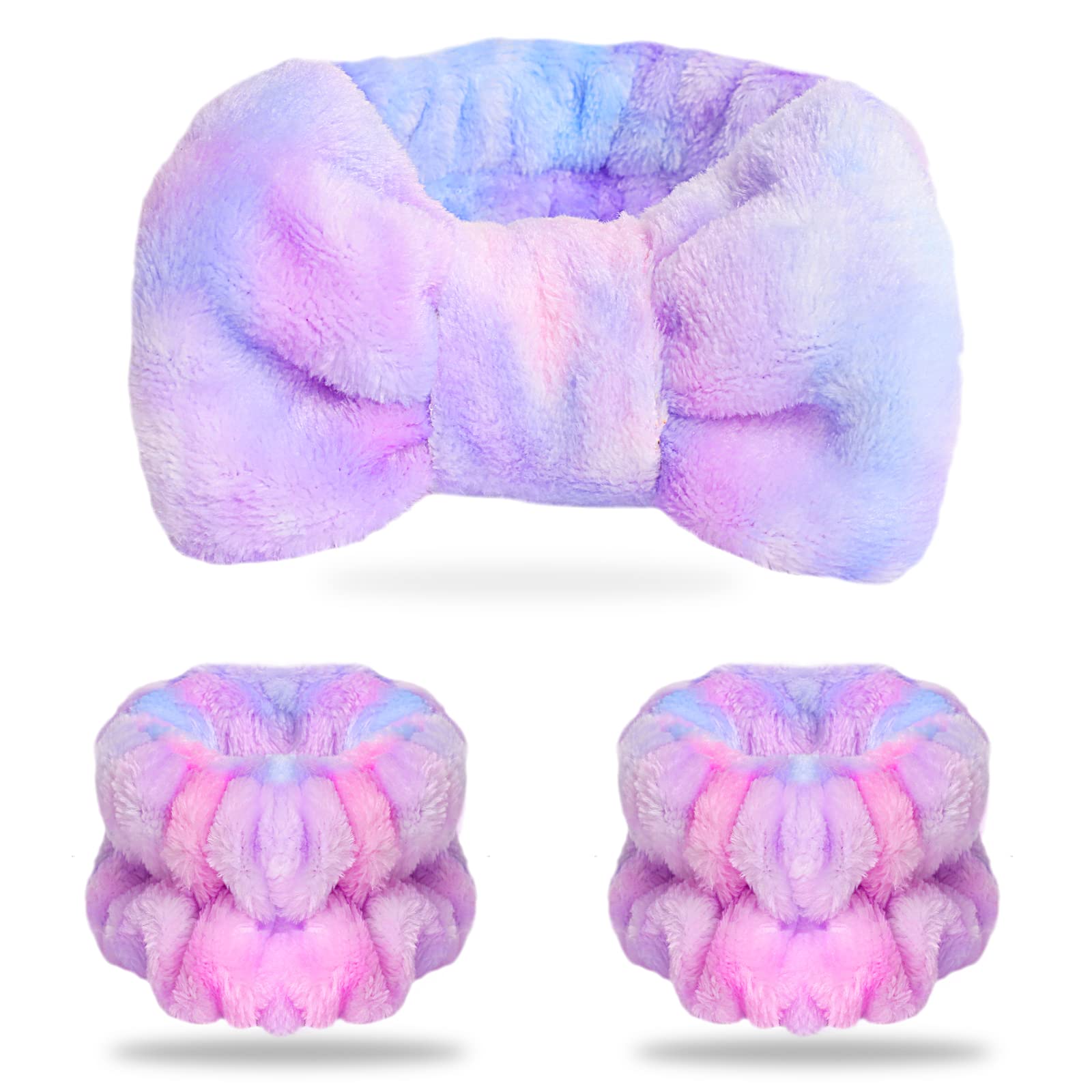 WSYUB spa headband with tie-dye bow close-up for hair containment during skincare
