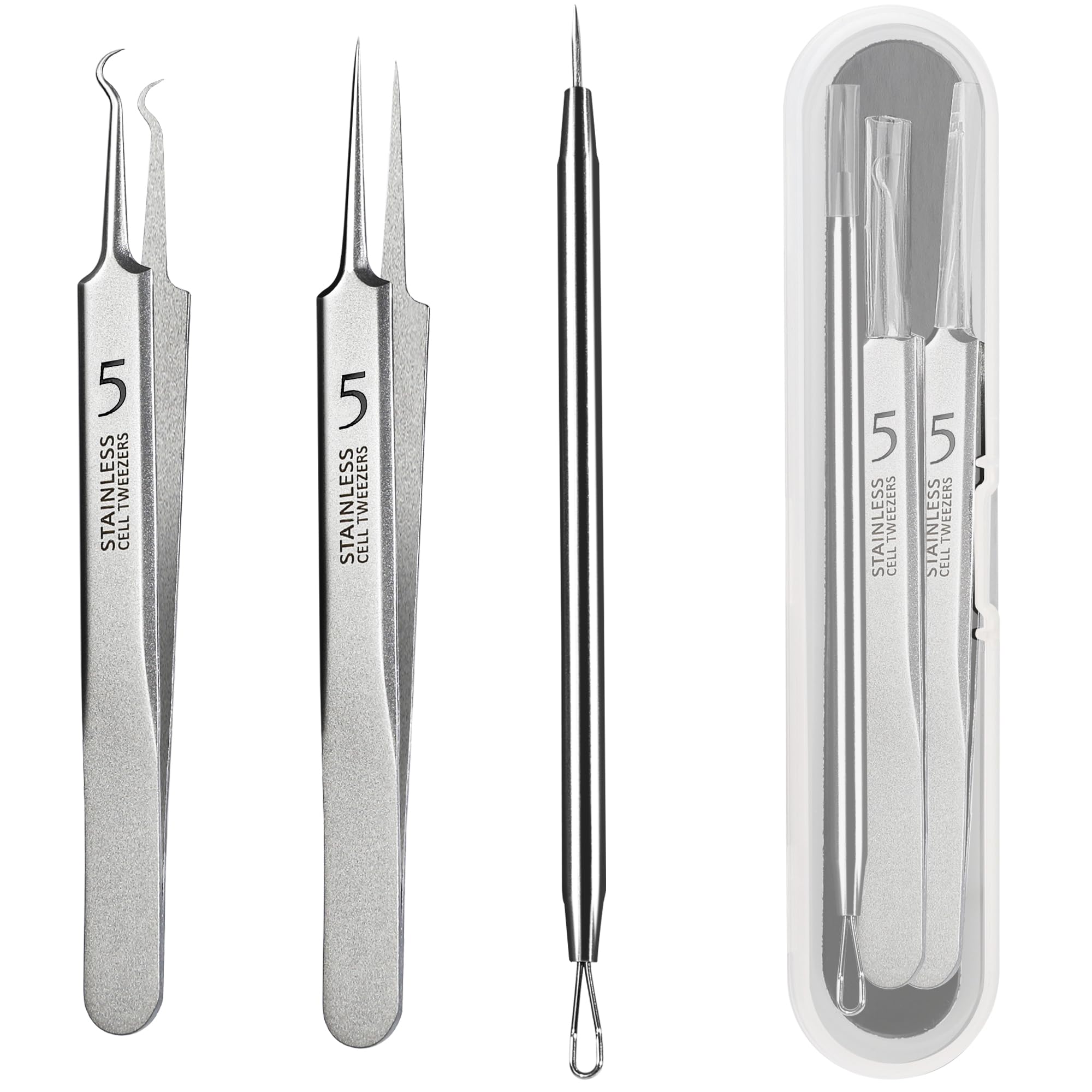 WSYUB three-piece tweezers set for precise facial extractions and pore care.