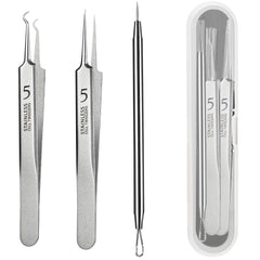 WSYUB three-piece tweezers set for precise facial extractions and pore care.