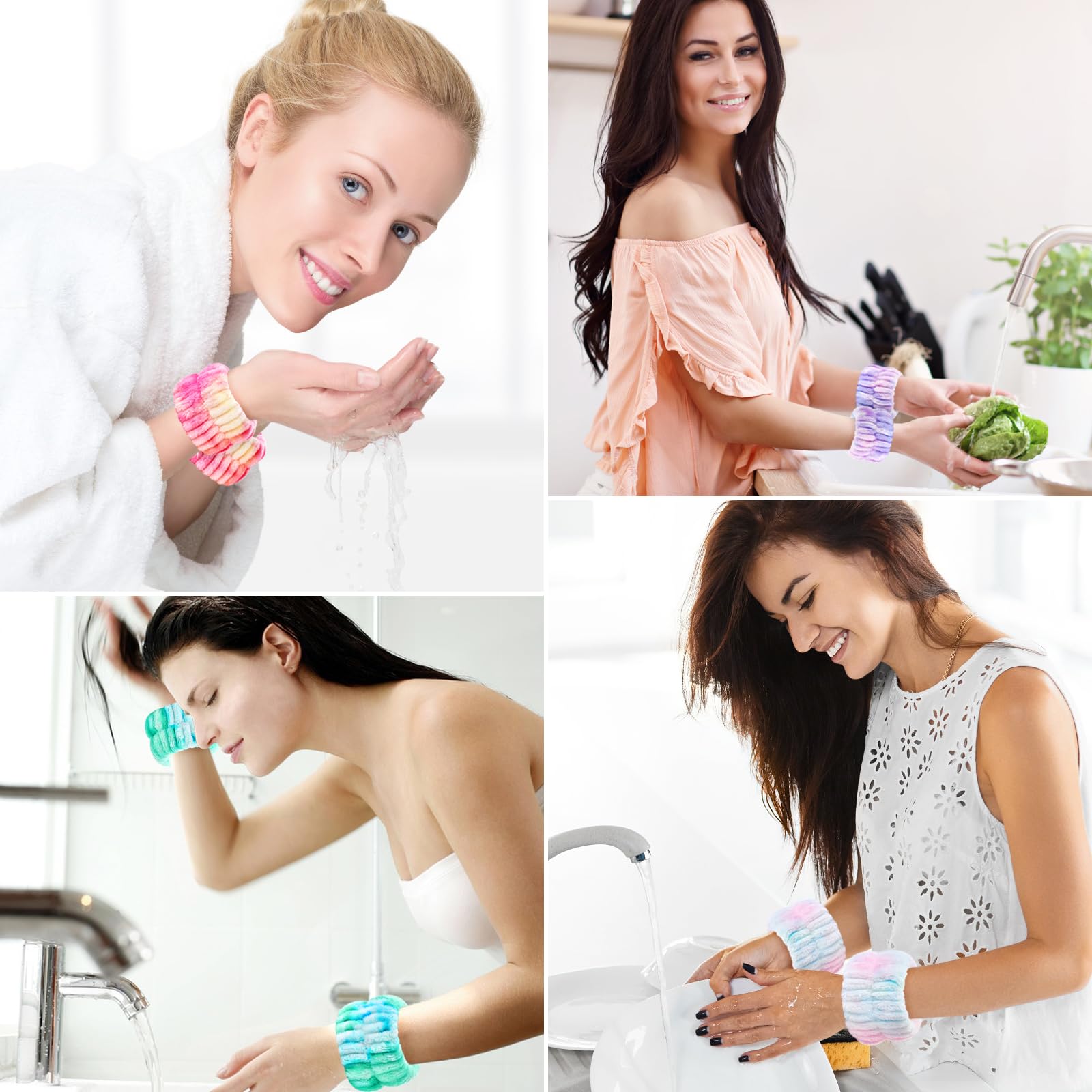 Wteehn 8-piece wrist bands set for skincare routines