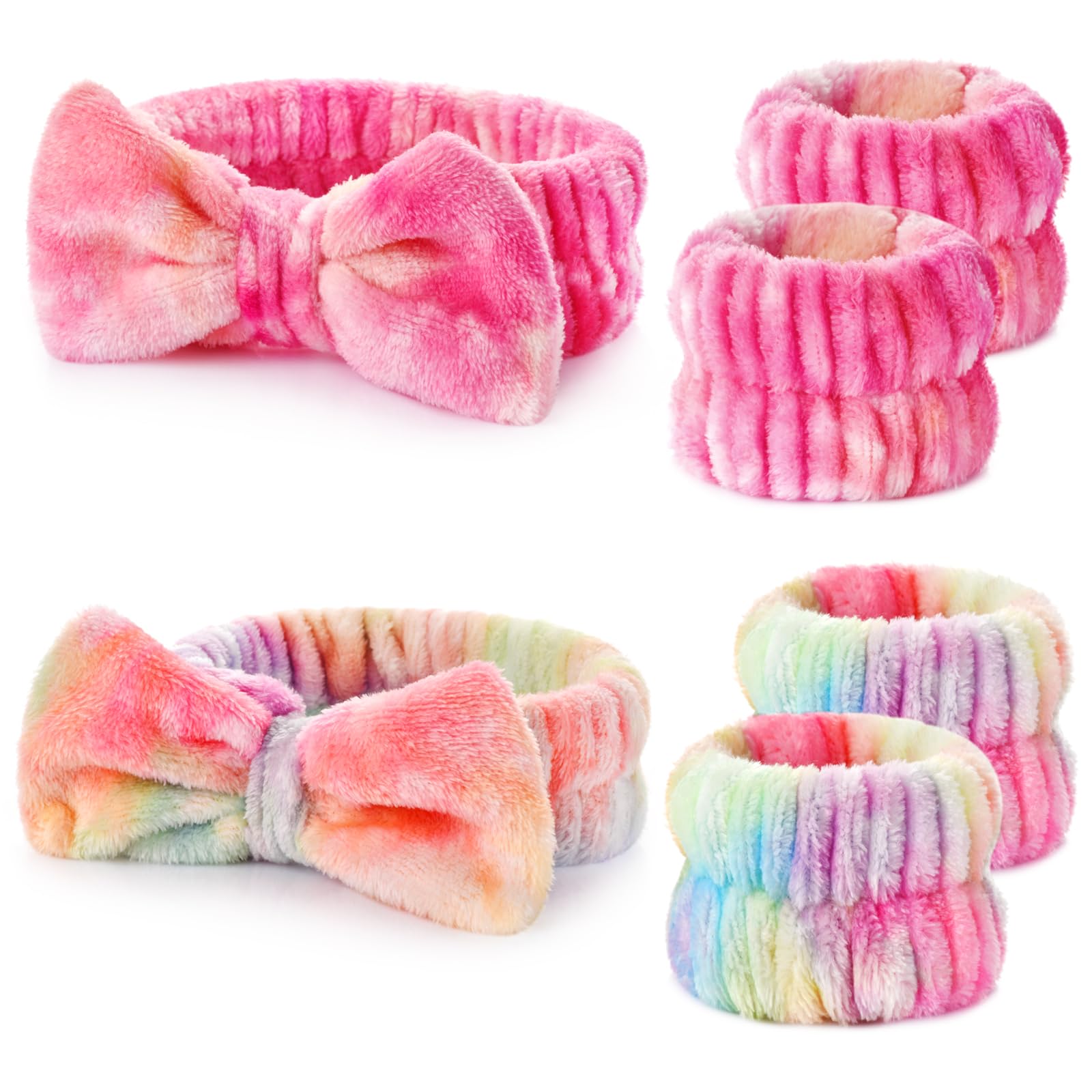 Wteehn spa headband with bow holding hair for clear makeup application
