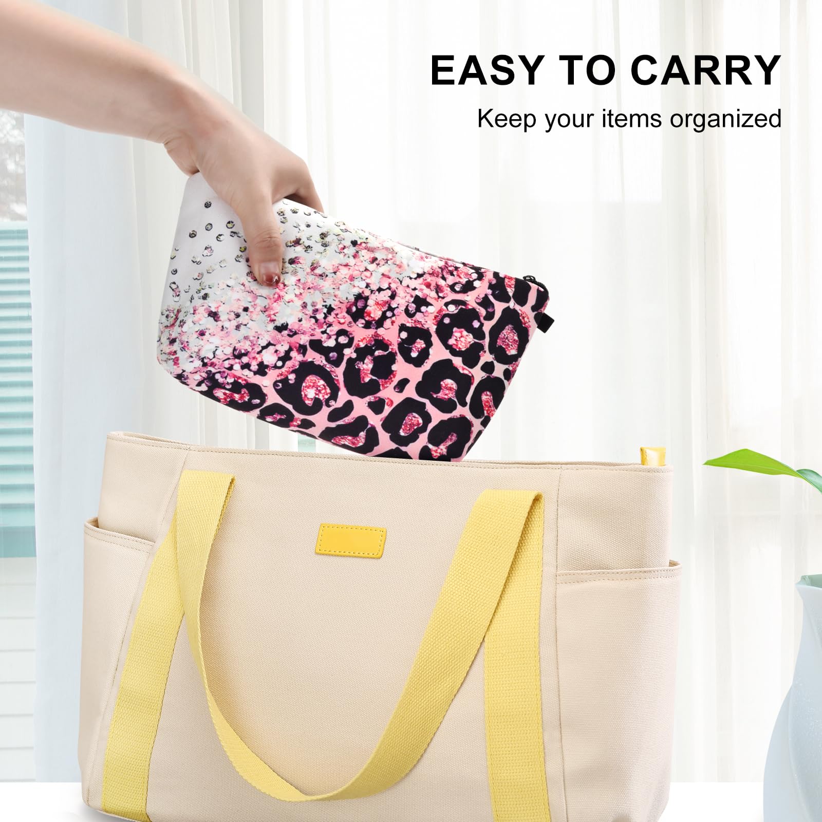 Wteehn travel essentials storage pouch fits cosmetics and cables.