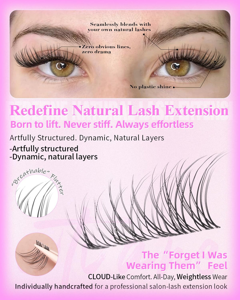 WTVANE upgraded faux mink fibers deliver soft, reusable lashes