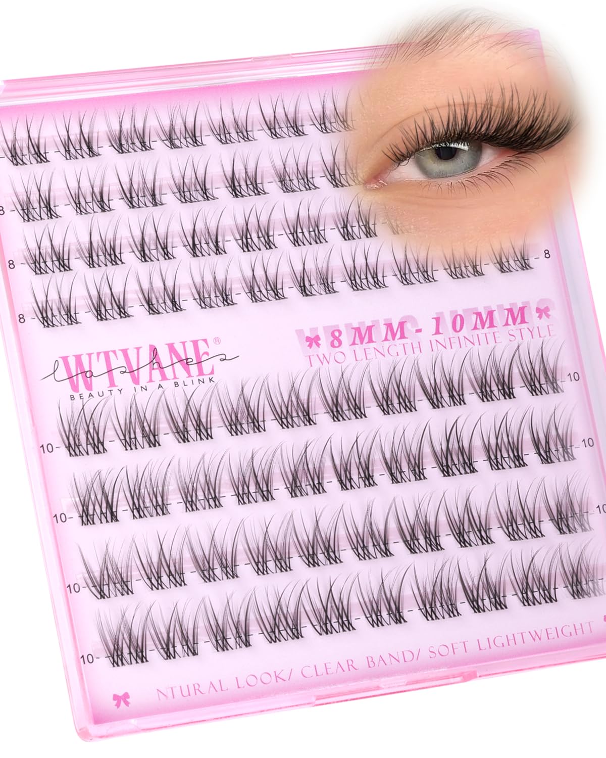 wtvane wispy lash clusters 8-10mm natural look for everyday beauty