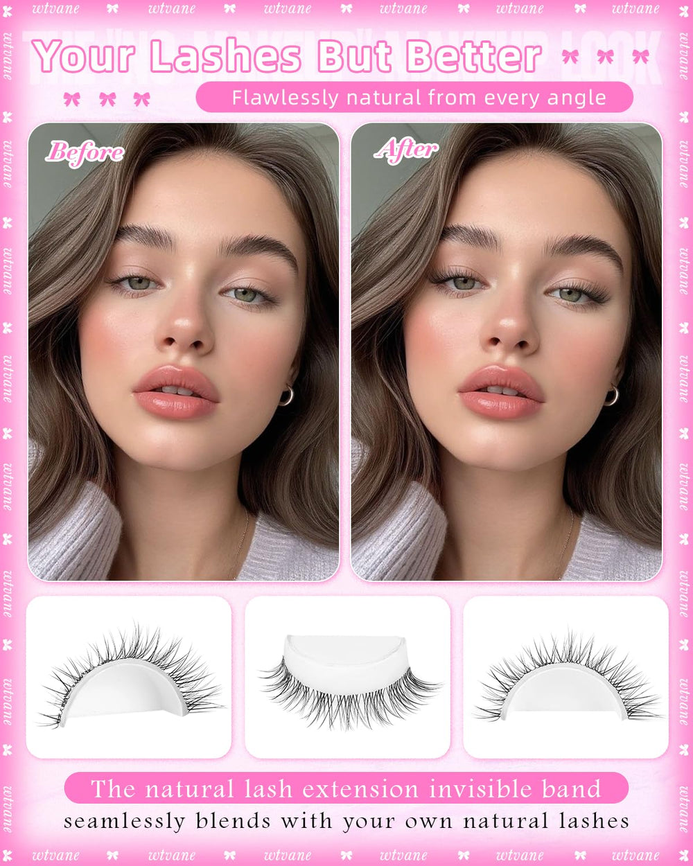 wtvane wispy lash clusters c-curly lift enhances eye shape gently