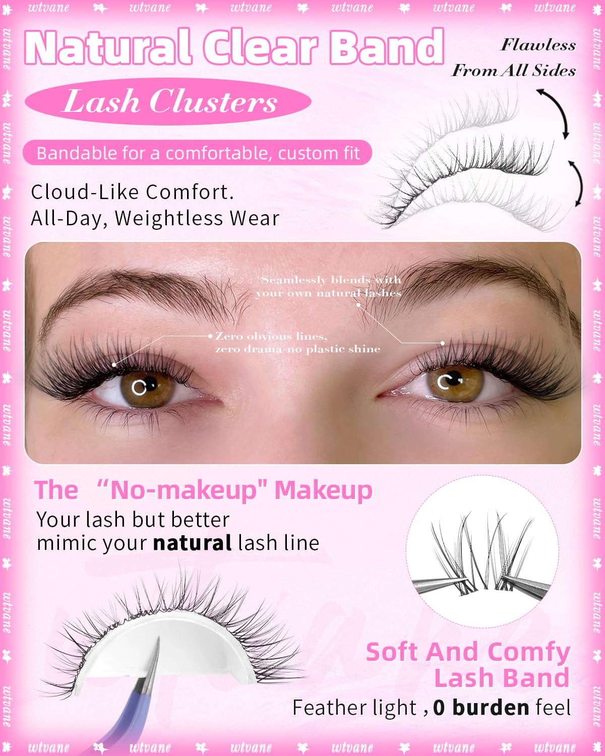 wtvane wispy lash clusters featherlight fibers reduce weight on lids