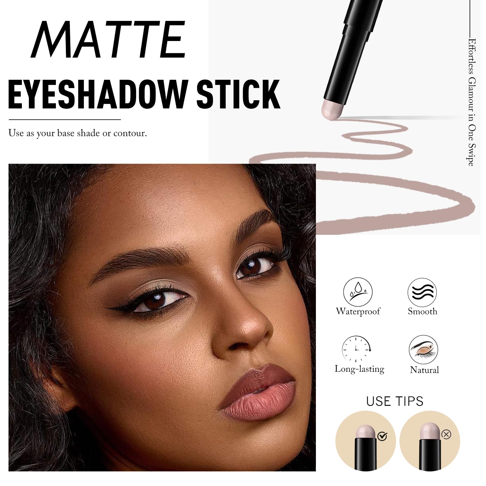 Wugbc Eyeshadow Stick Light Taupe tip close-up for precise application.