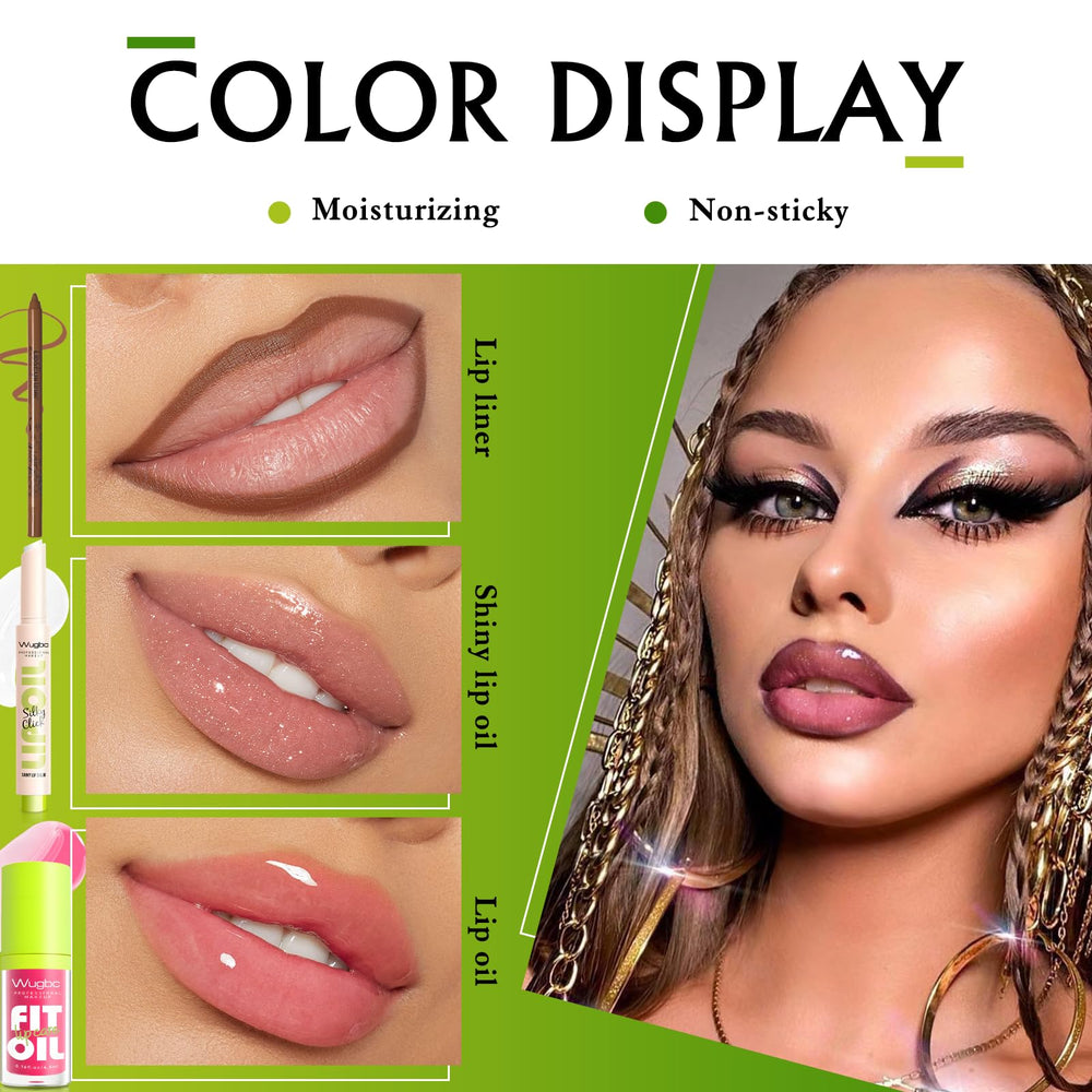 Wugbc pink lip gloss oil delivers hydrating shine and color.