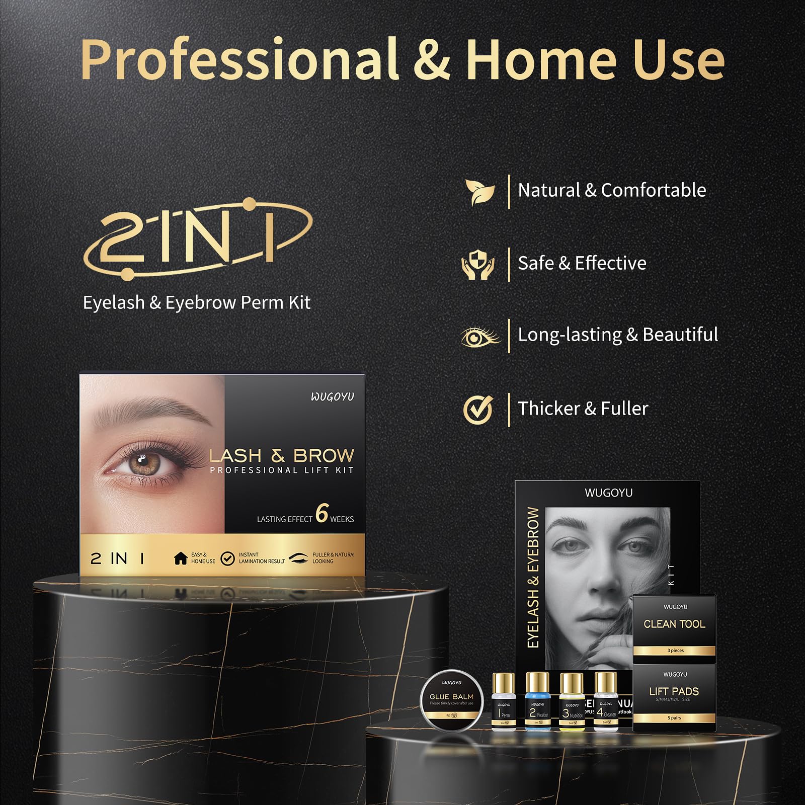 WUGOYU Y-comb and brushes enable precise lash and brow application