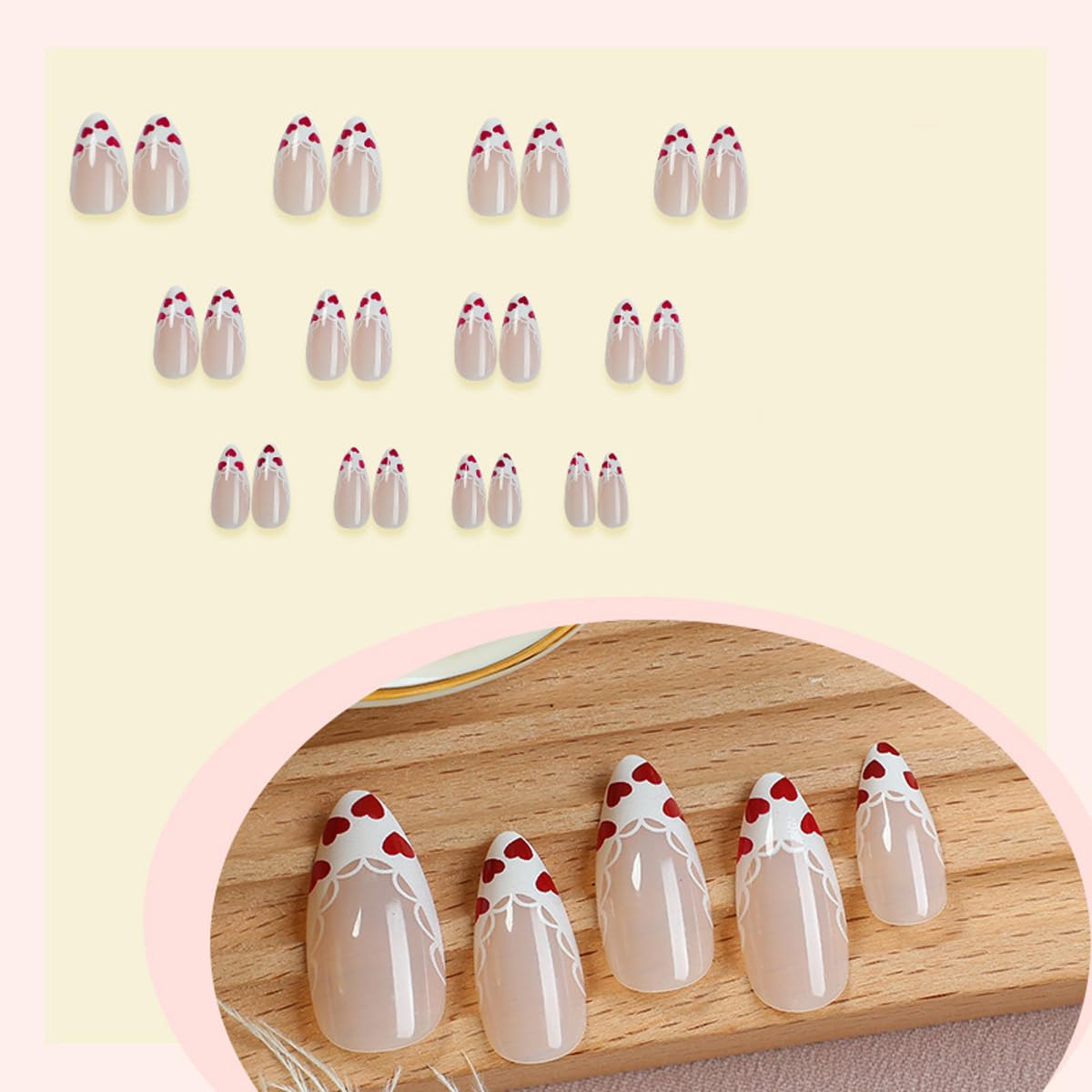 WUHCIM Valentines nails with heart design closeup for romantic style