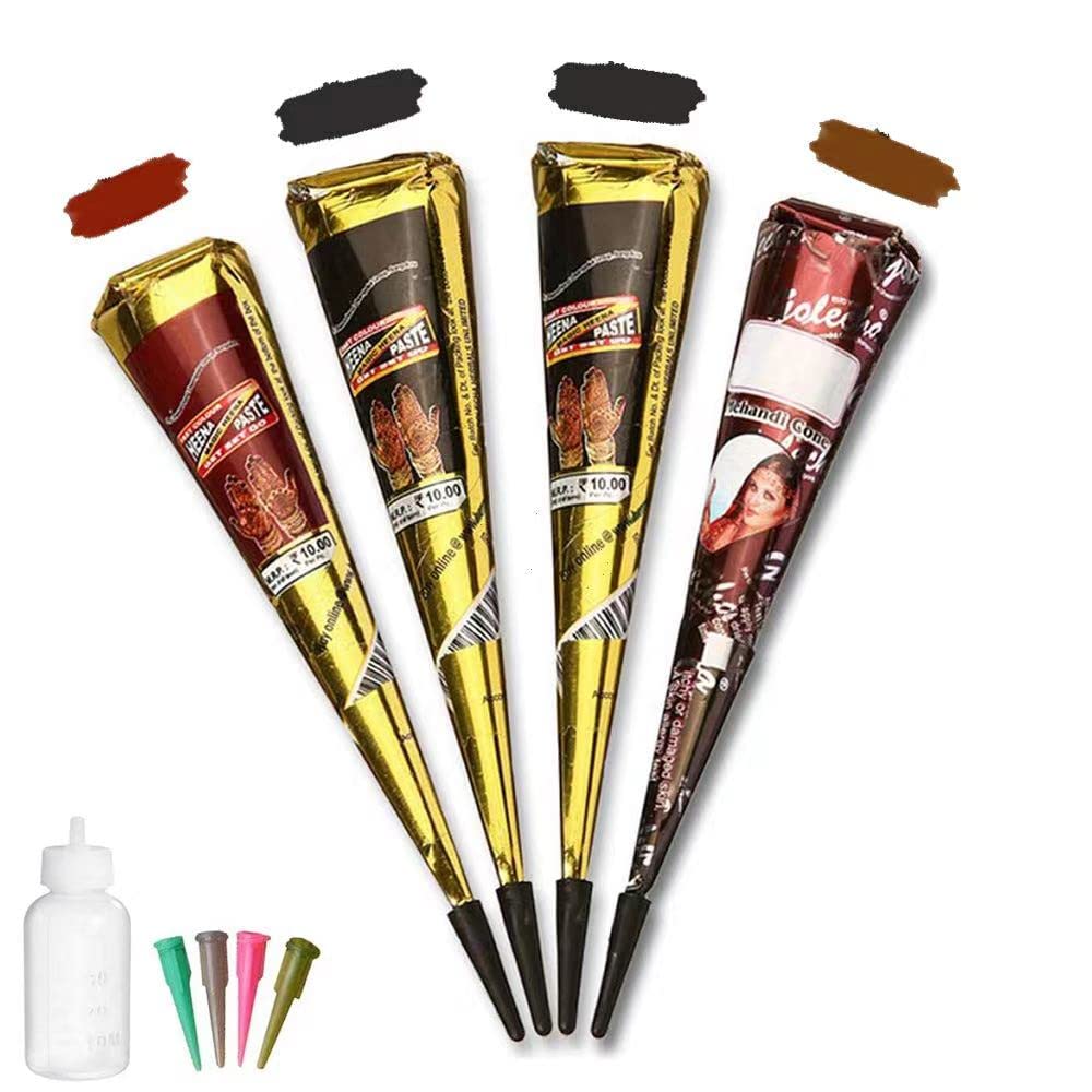 Kit de tatuajes temporales Wumawu con 4 conos negros, listo para usar