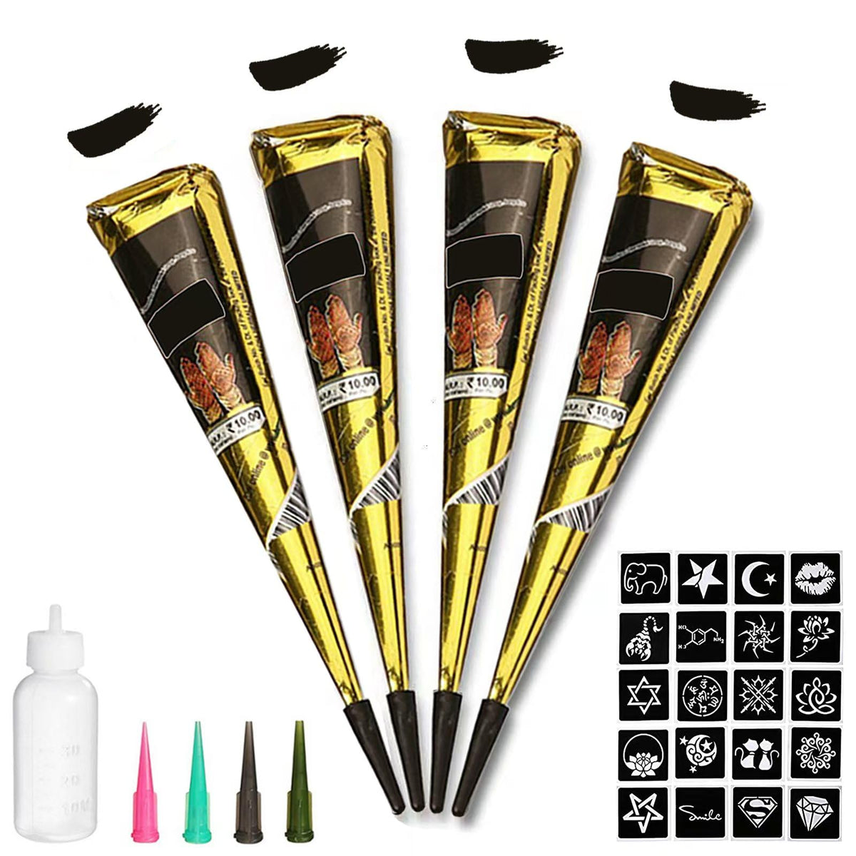 Kit de tatuajes temporales Wumawu conos de pasta negra para uso fácil