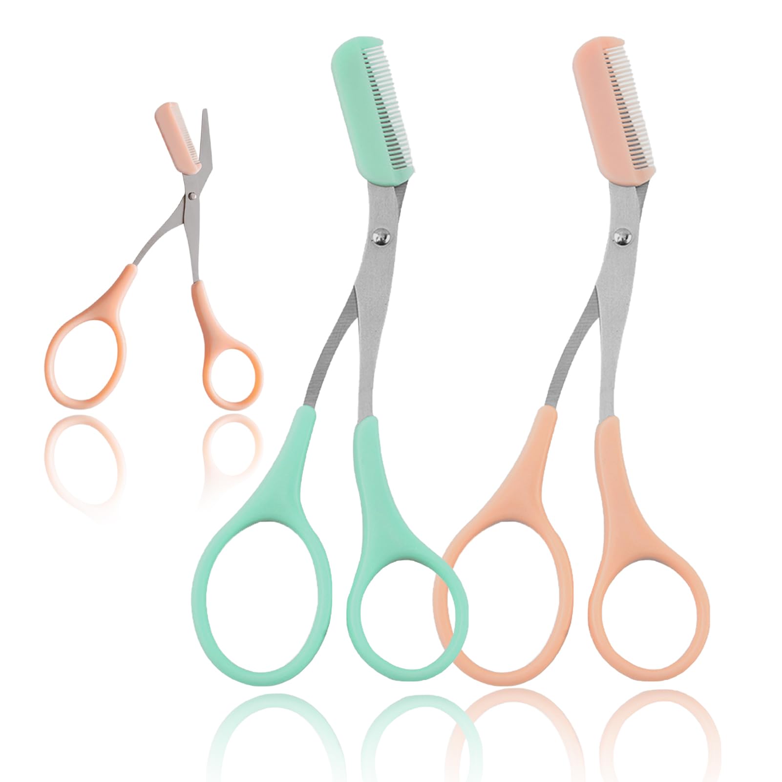 WWZJ eyebrow trimmer scissors in mint green with non-slip frosted handles for precise shaping