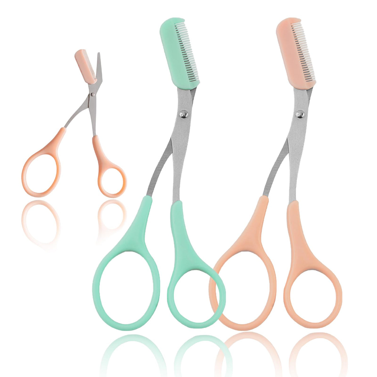 WWZJ eyebrow trimmer scissors in mint green with non-slip frosted handles for precise shaping