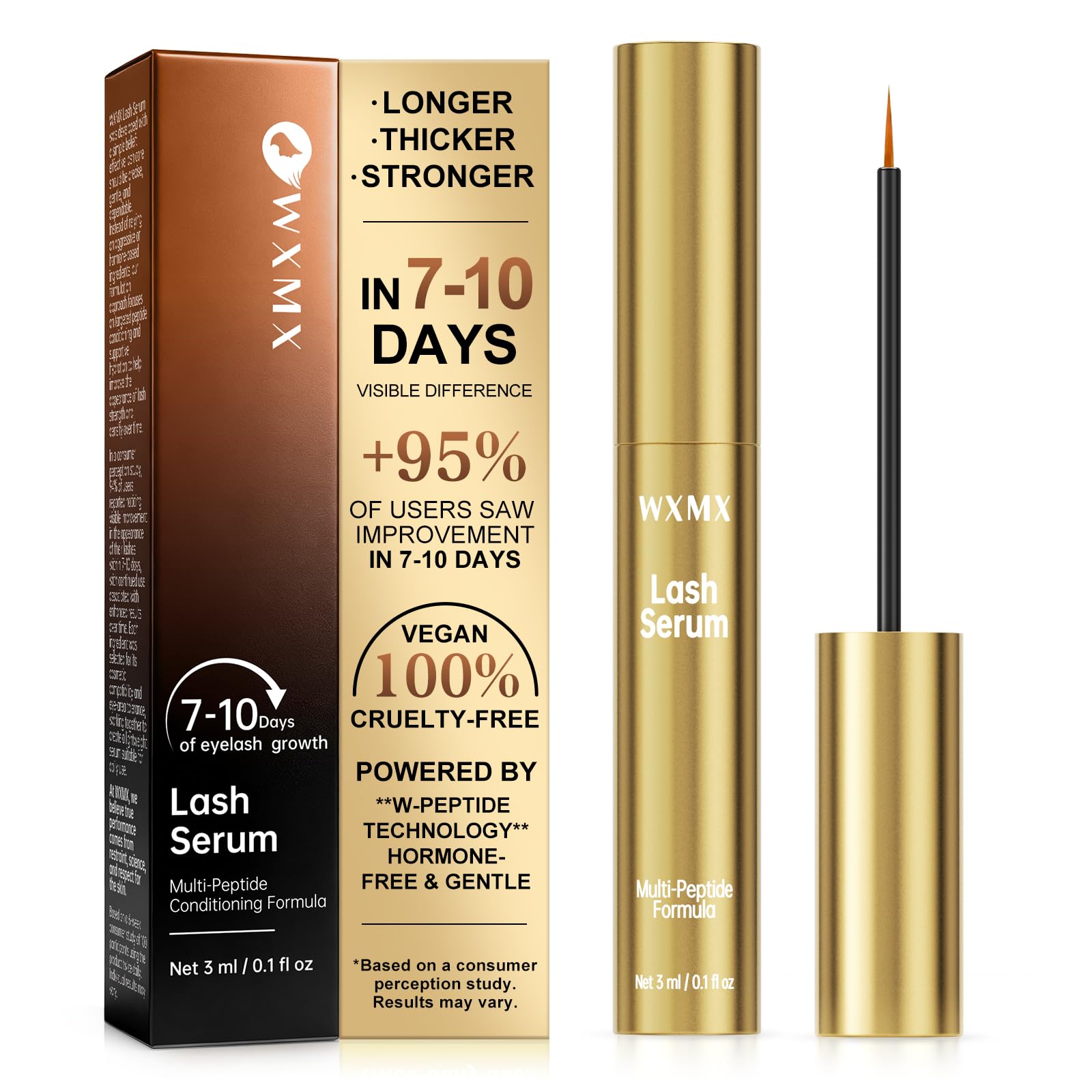 WXMX Lash Serum bottle front view showing sleek packaging and conditioning focus