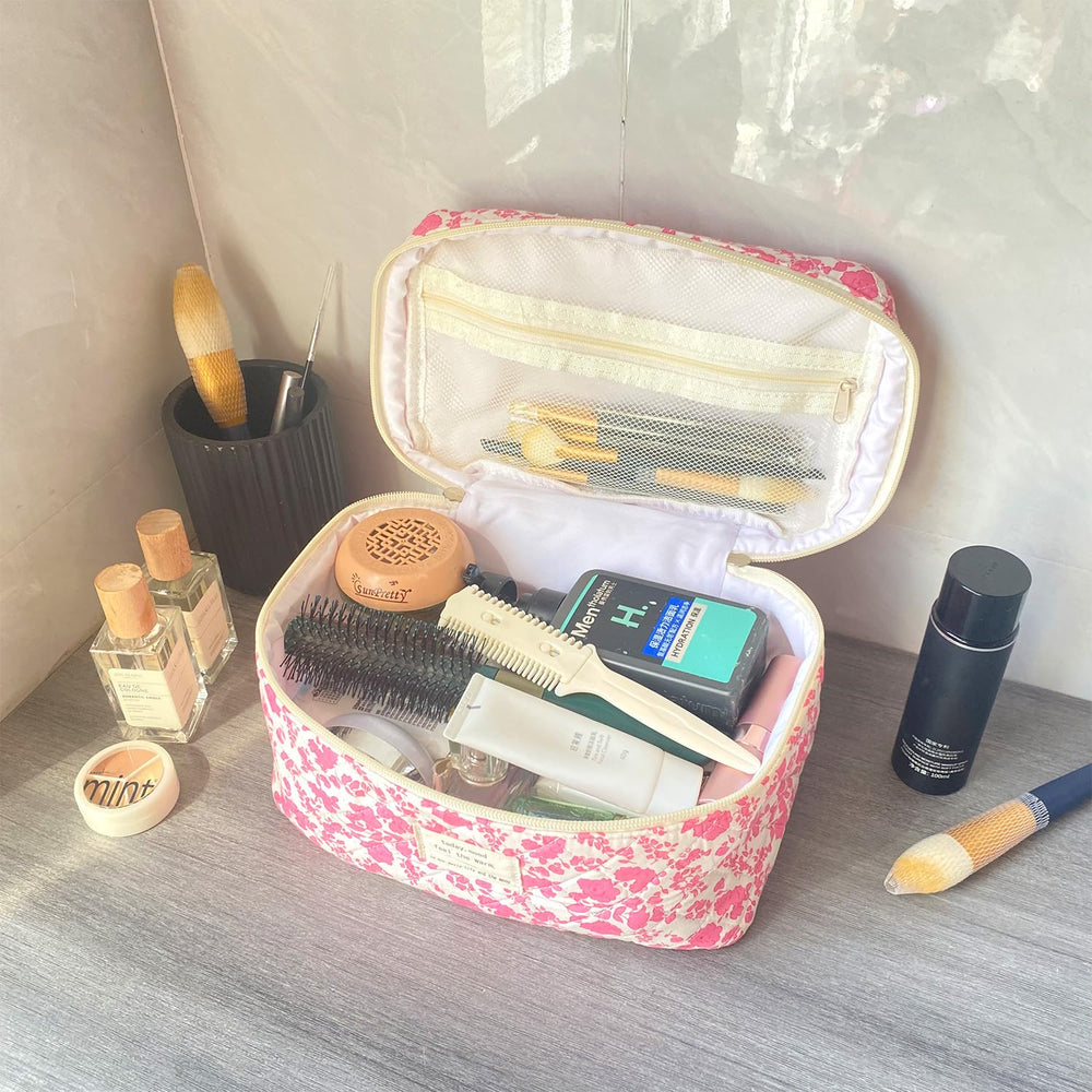 WYJ floral cotton travel toiletry bag offers lightweight, durable storage for essentials.