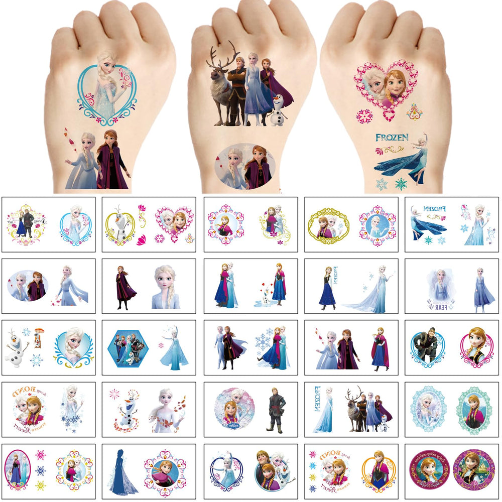 WYKDAG tatuajes temporales Frozen; diseños detallados para entretener a niños.