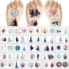 WYKDAG tatuajes temporales Frozen; diseños detallados para entretener a niños.