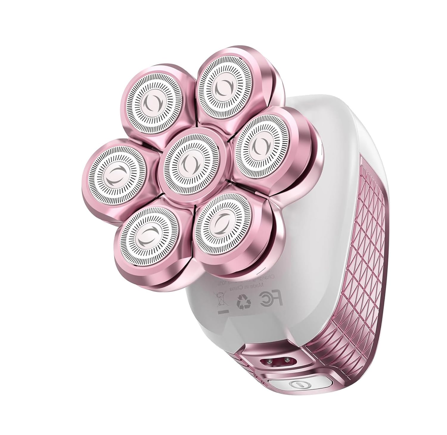 Wyklaus electric razor with 7D head closeup for precise leg hair removal