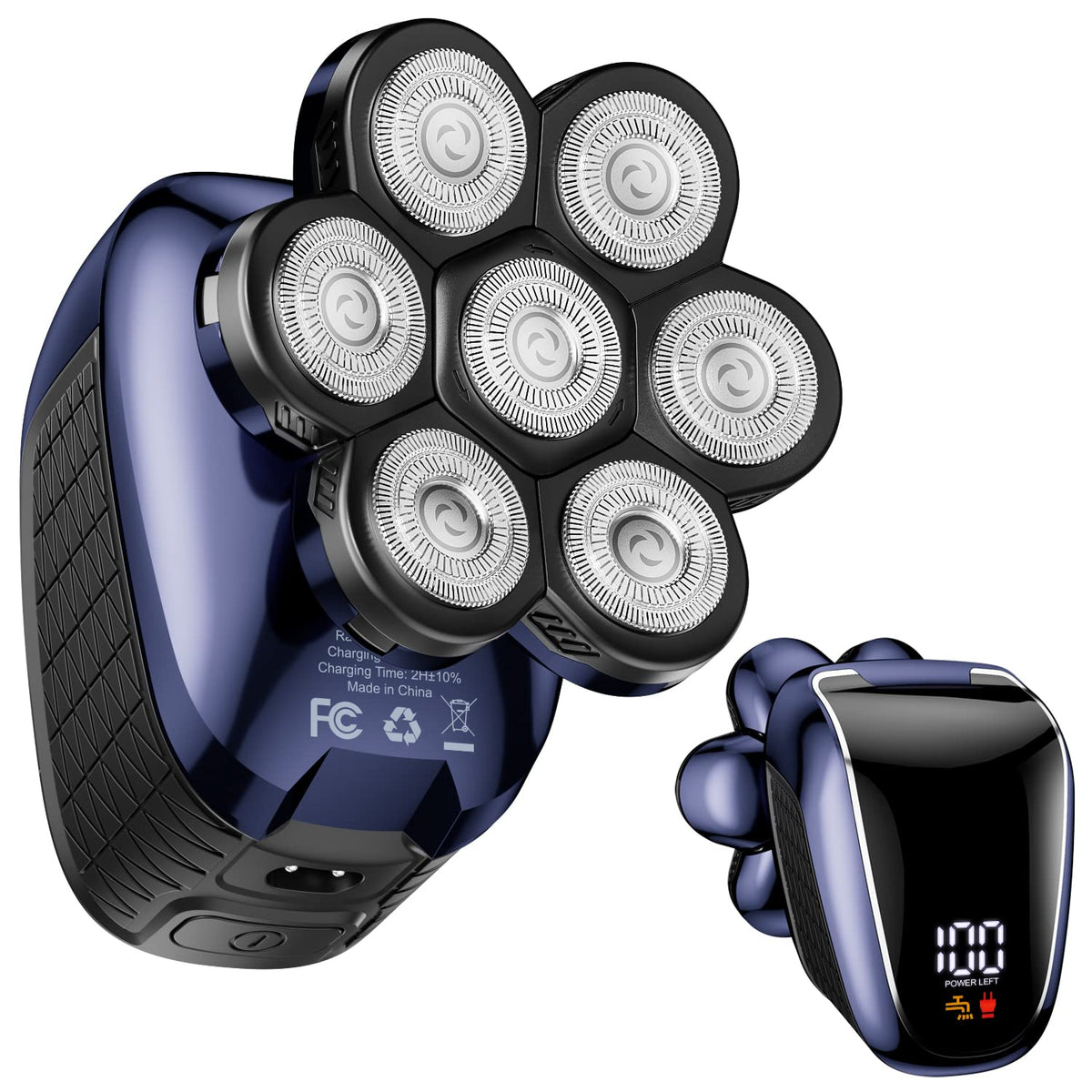 Wyklaus head shaver 7D front view highlights ergonomic design for quick daily grooming.