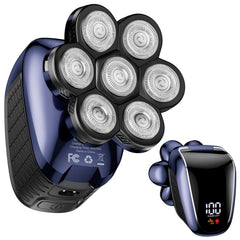Wyklaus head shaver 7D front view highlights ergonomic design for quick daily grooming.