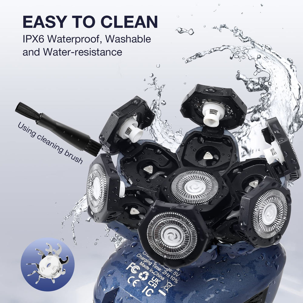 Wyklaus IPX6 waterproof wet-dry feature enables versatile shaving.
