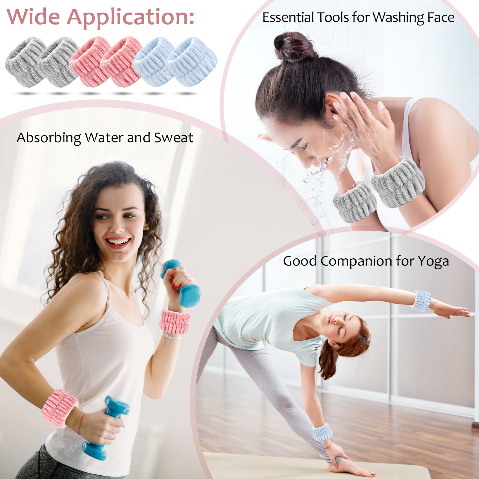Bandas reutilizables Wykodra para lavado facial, duraderas.