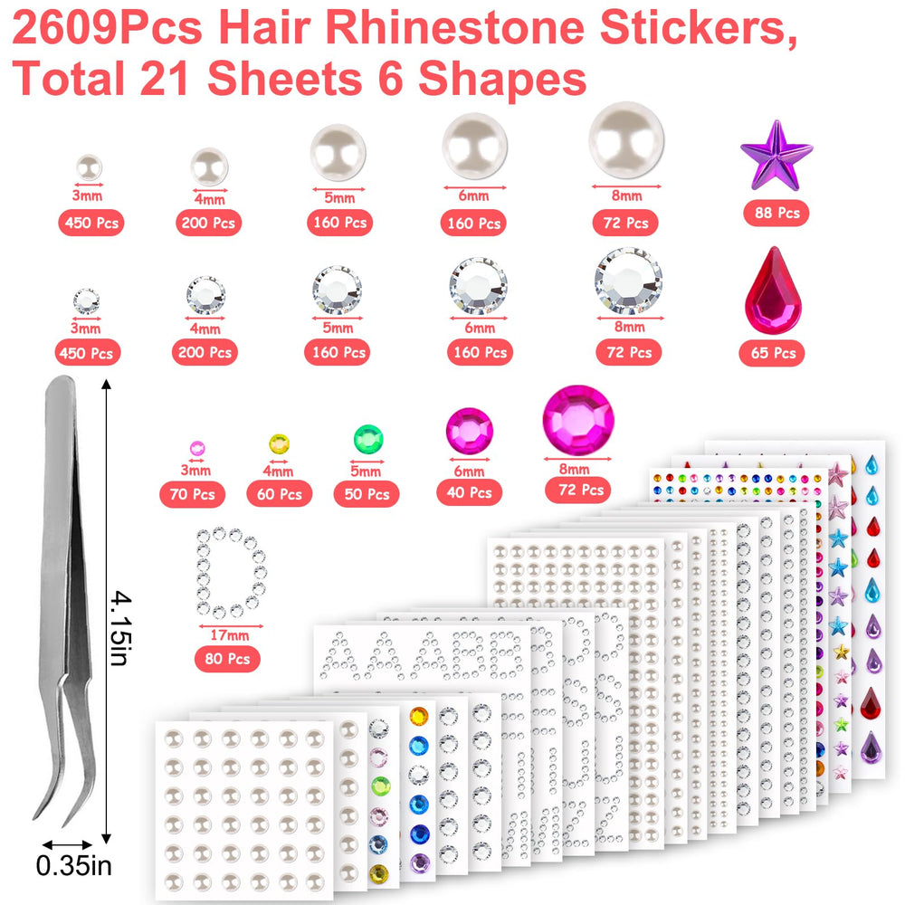 XANGNIER Cristales claros para cabello en cinco tamaños