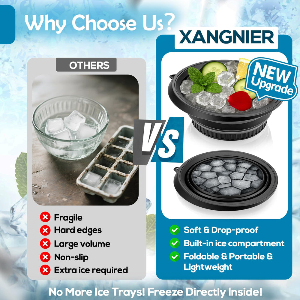 XANGNIER collapsible face bowl folds for easy travel storage.