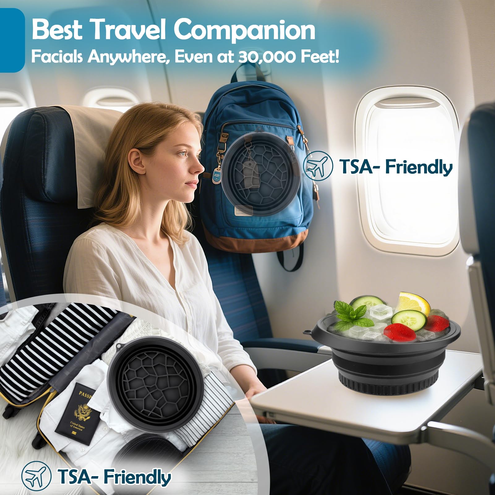 XANGNIER travel-friendly face bowl fits in a skincare kit for on-the-go use.