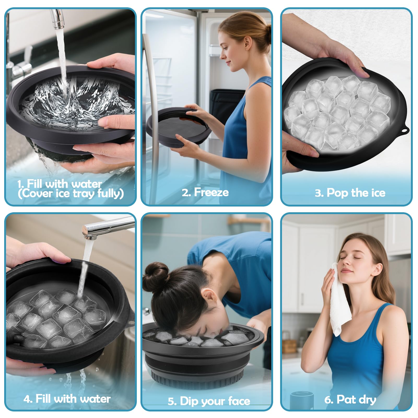 XANGNIER silicone face bowl is durable and hygienic for portable cooling.