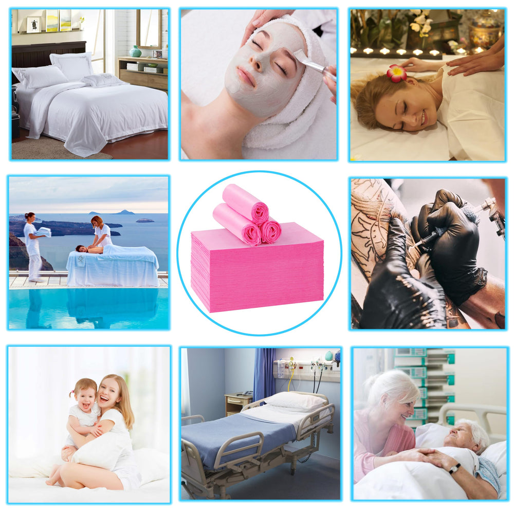 XATUMO pink disposable sheets create a clean, inviting spa atmosphere
