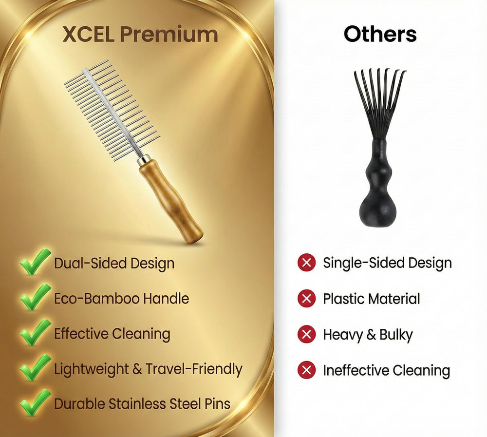 XCEL bamboo handle for comfortable grip during cleaning