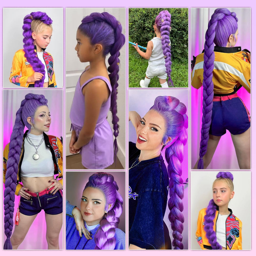 Xcrayto Halloween cosplay purple braiding hair for bold looks.