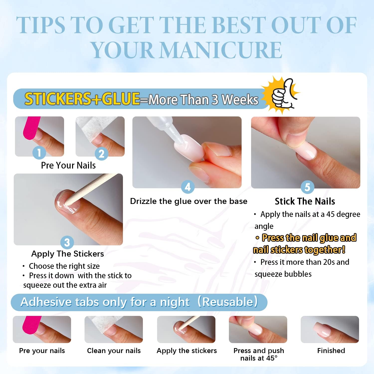 Juego reutilizable de uñas, set compacto y práctico