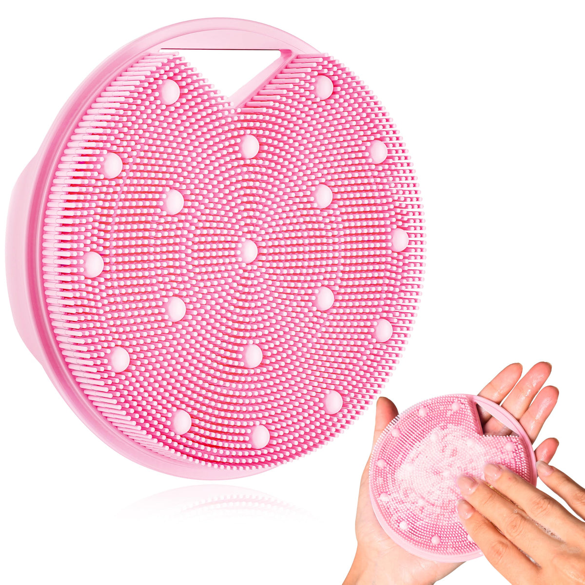 XCRUCC exfoliante corporal de silicona con nodos pesados, vista frontal para exfoliar suavemente.