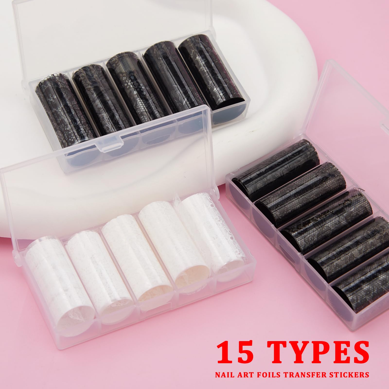 XEAOHESY black white lace decals designed for versatile stylish nails.