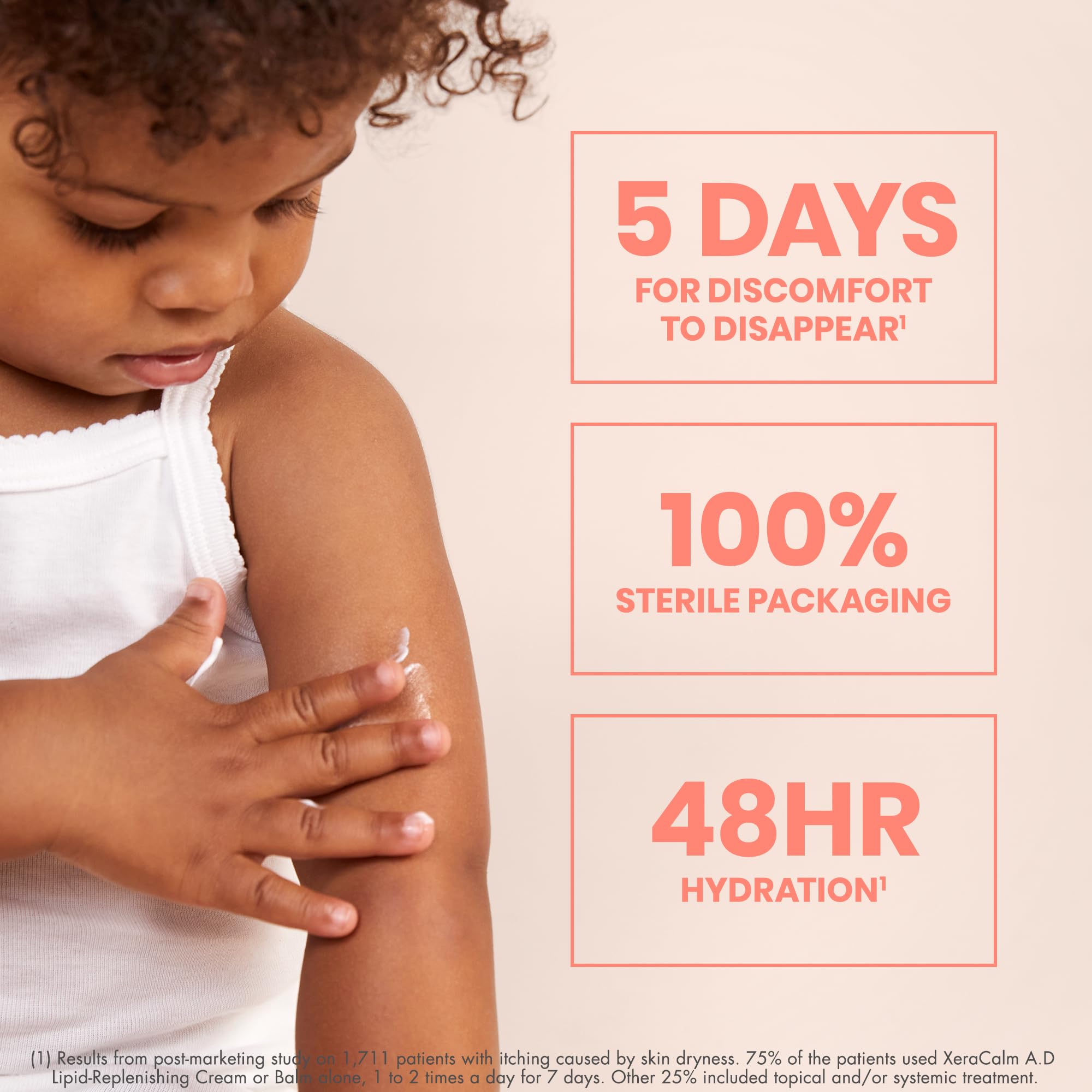 XeraCalm A.D cream on arm demonstrates easy, gentle spreading for eczema-prone skin.