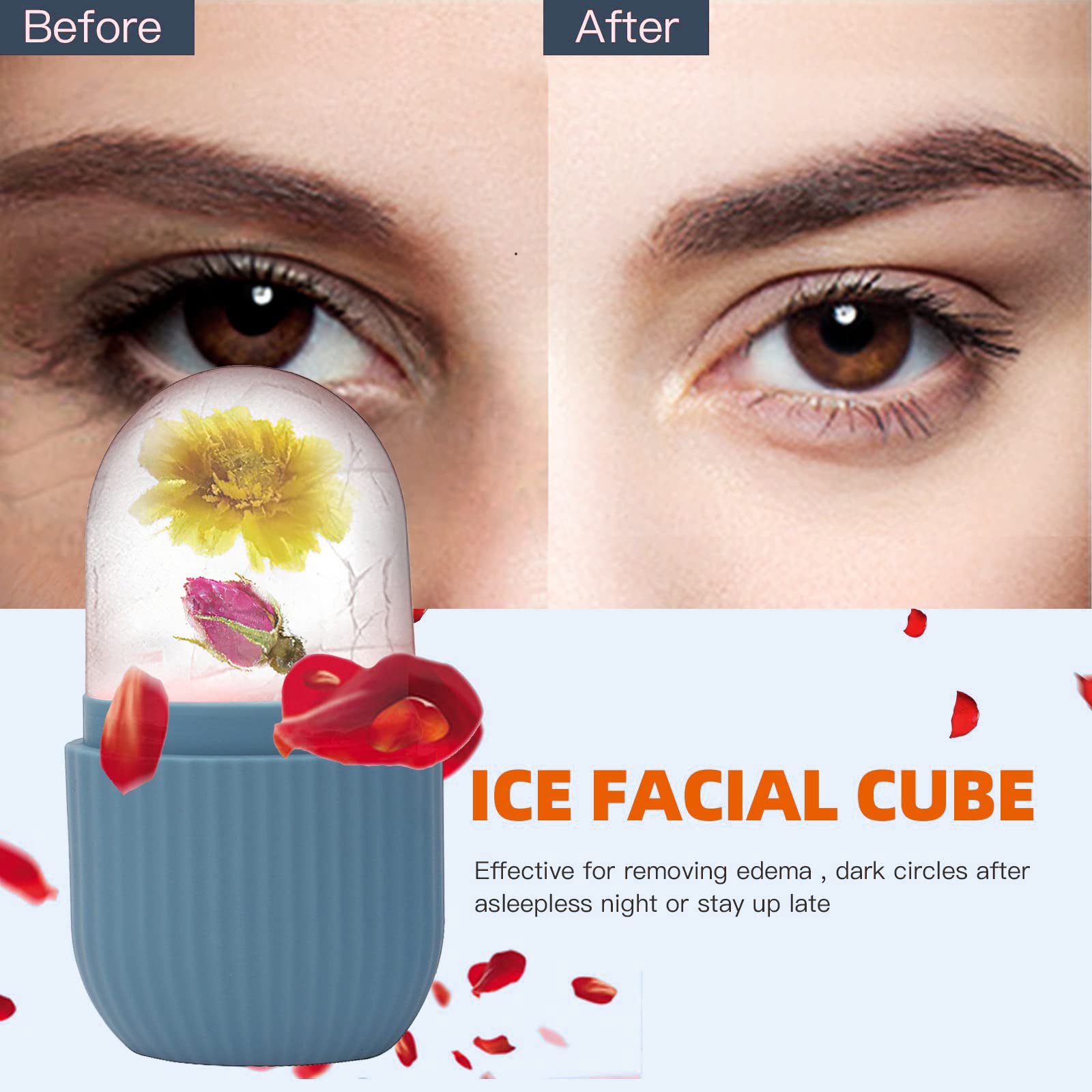 XHJRI Ice Cube Roller for face soothes puffiness with cooling massage.