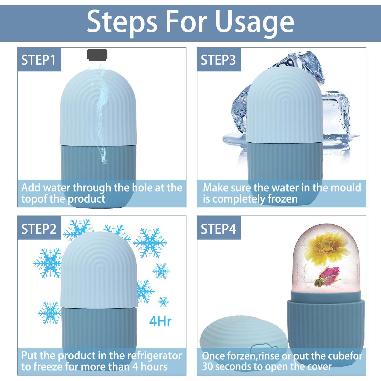 XHJRI Ice roller ergonomic handle enables easy skincare massage.