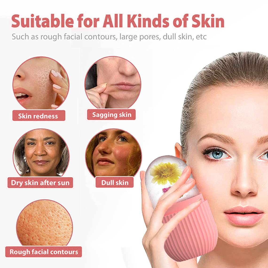 XHJRI neck ice cube roller massager for de-puff and contour support