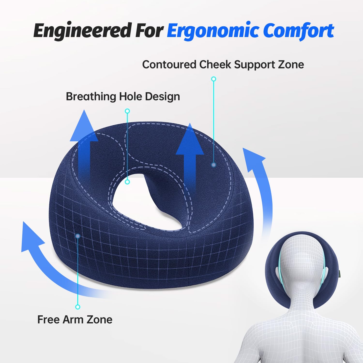 xiaomubiao face down pillow ergonomic contour, snug facial fit.