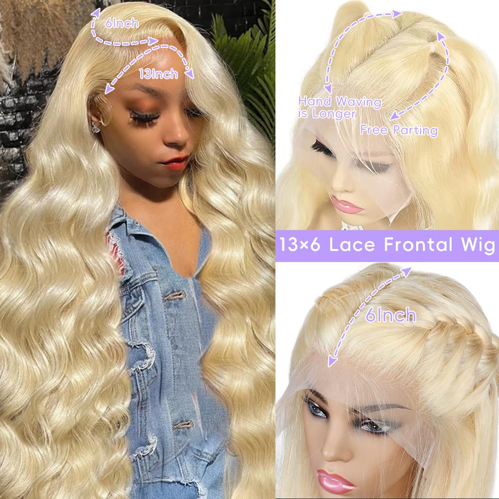 XIAPAY 613 lace front wig 28-inch blonde with 200% density for fullness